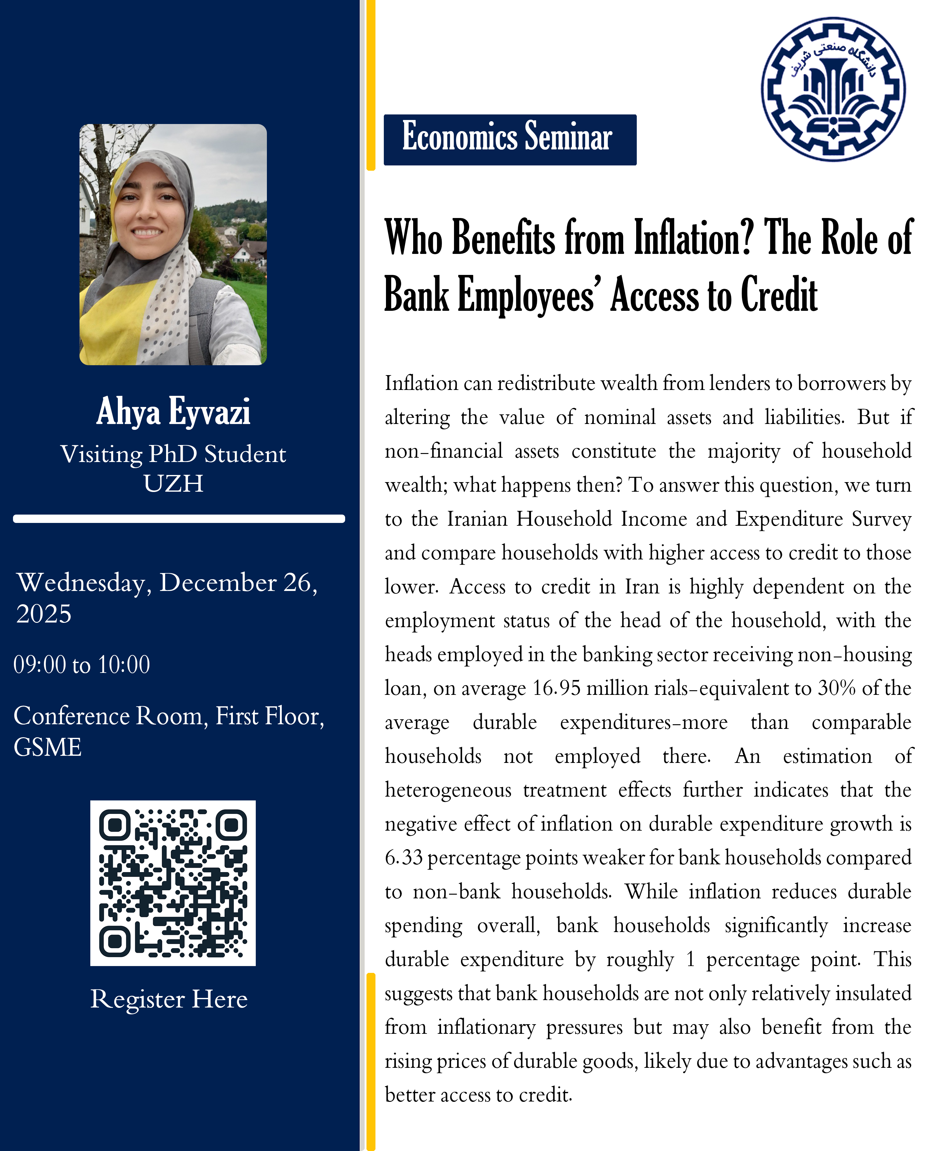 Economics Seminar: Ahya Eyvazi